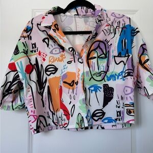 SHEIN Multicolor Abstract Print Top